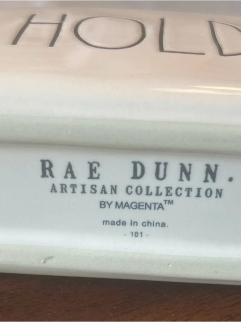 New Rae Dunn Ceramic Napkin /Mail “HOLD”Organizer Holder W/PKG of YUM Napkins